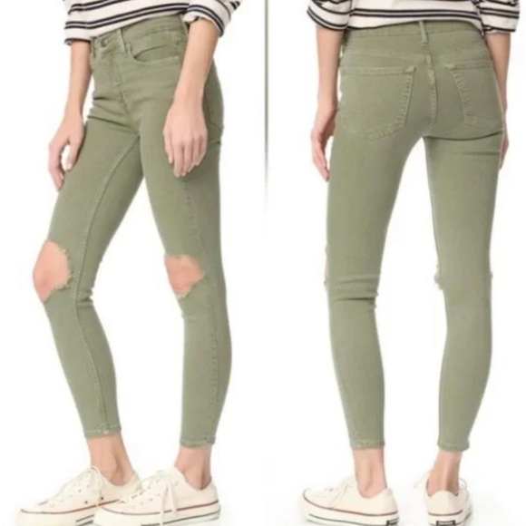 Free People Busted Knee Mid-rise Skinny Jeans in Moss 28 - Picture 3 of 6